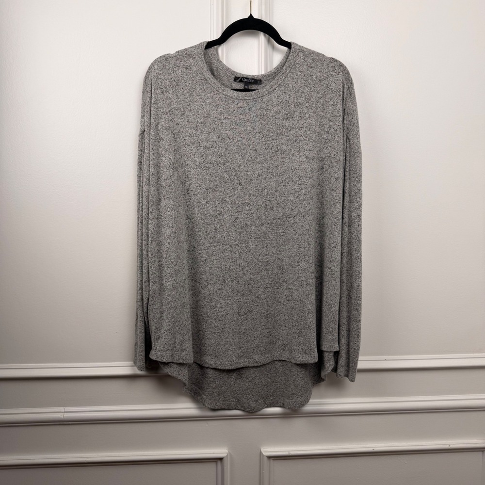 Quince Grey Heathered High Low‎ Oversized Knit Top Womens XL Long Sleeve Crew